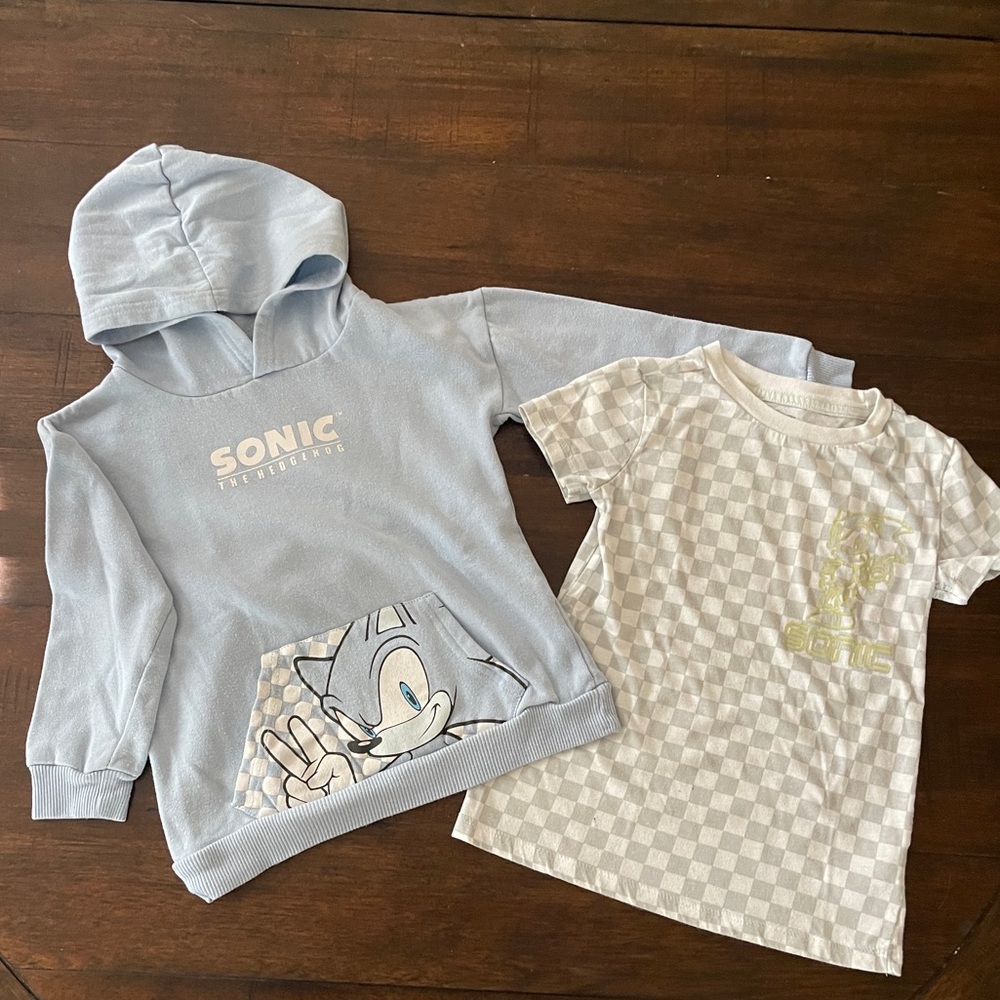 BOYS SONIC THE HEDGEHOG HOODIE + TSHIRT BUNDLE